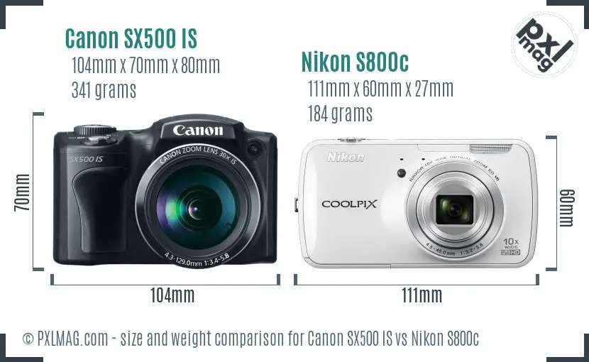 Canon SX500 IS vs Nikon S800c size comparison Canon SX500 IS vs Nikon S800c size comparison