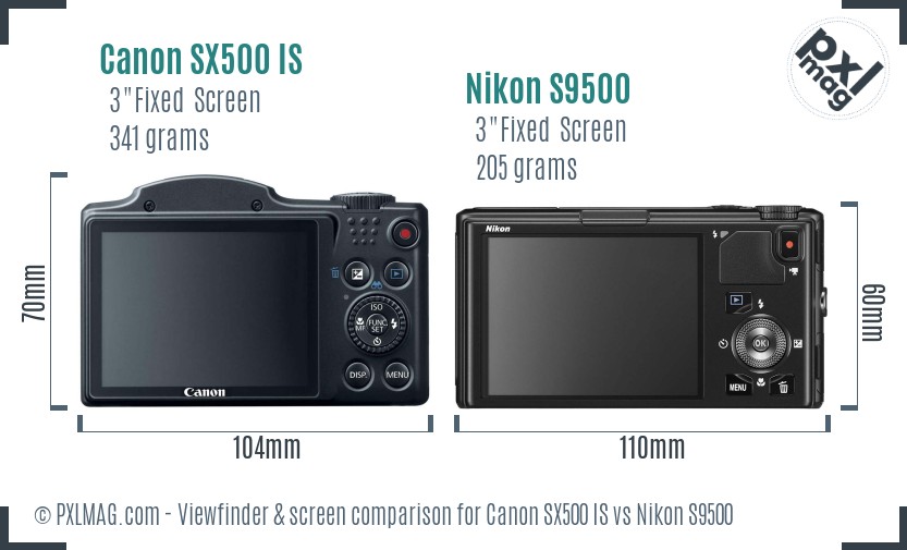 Canon SX500 IS vs Nikon S9500 Screen and Viewfinder comparison