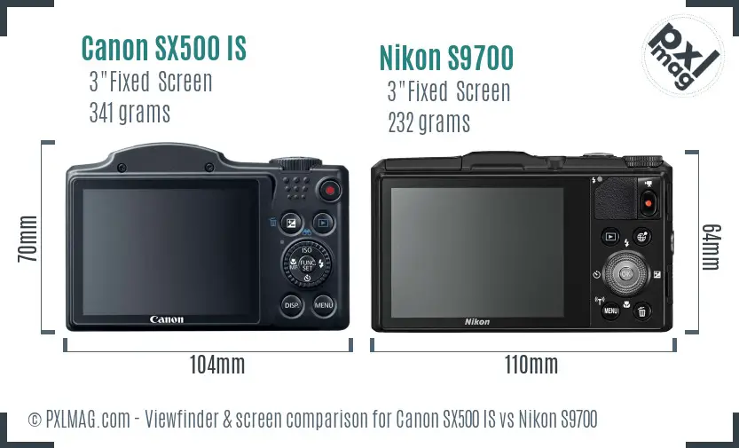 Canon SX500 IS vs Nikon S9700 Screen and Viewfinder comparison