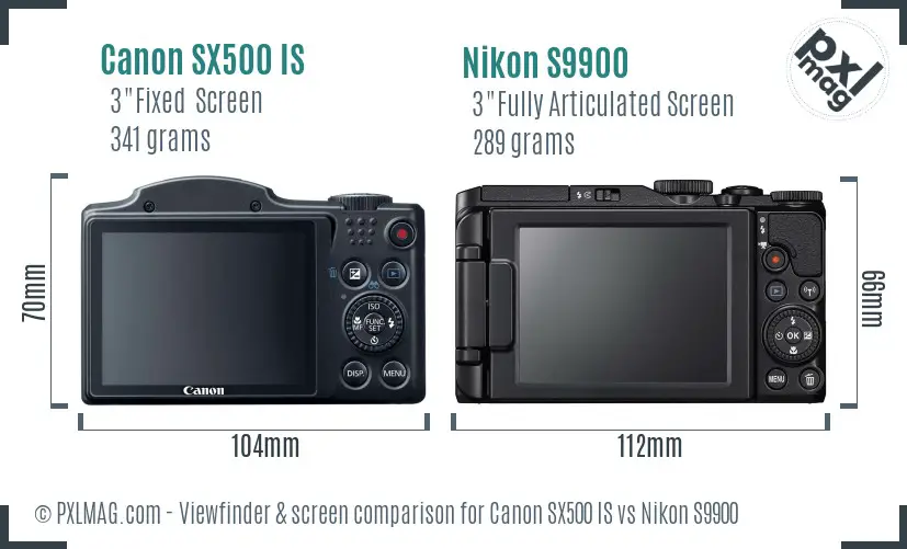 Canon SX500 IS vs Nikon S9900 Screen and Viewfinder comparison