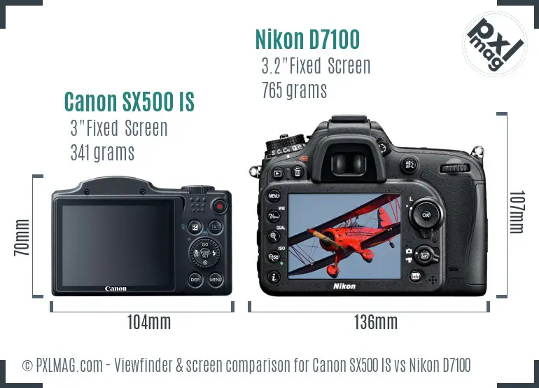 Canon SX500 IS vs Nikon D7100 Screen and Viewfinder comparison