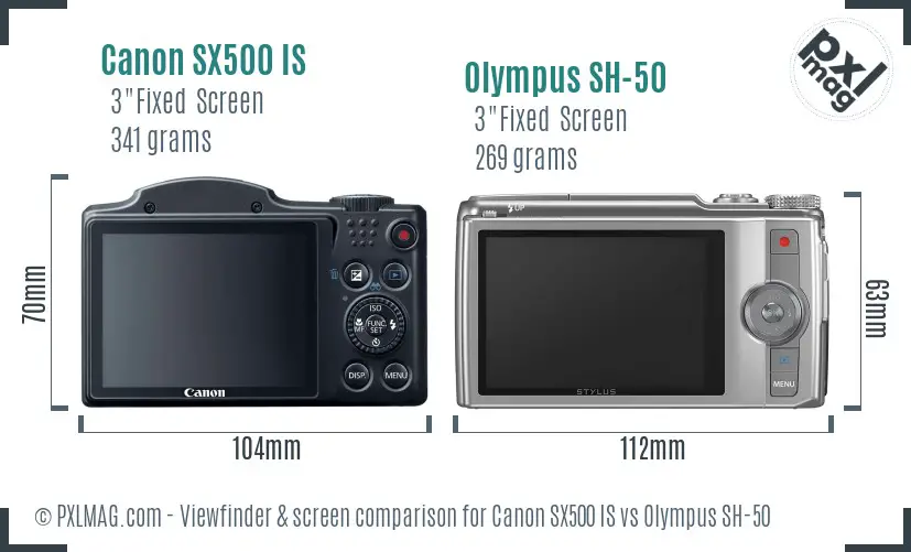 Canon SX500 IS vs Olympus SH-50 Screen and Viewfinder comparison Canon SX500 IS vs Olympus SH-50 Screen and Viewfinder comparison