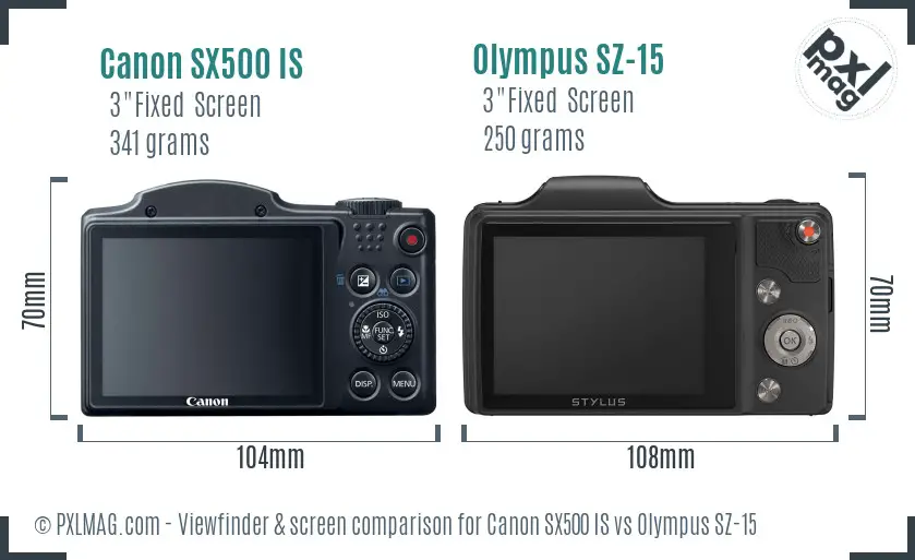 Canon SX500 IS vs Olympus SZ-15 Screen and Viewfinder comparison