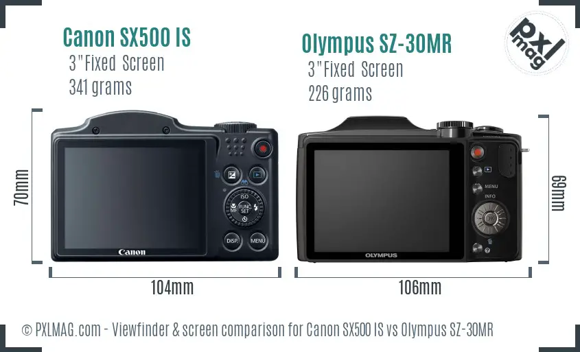 Canon SX500 IS vs Olympus SZ-30MR Screen and Viewfinder comparison Canon SX500 IS vs Olympus SZ-30MR Screen and Viewfinder comparison