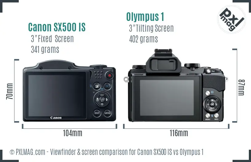 Canon SX500 IS vs Olympus 1 Screen and Viewfinder comparison