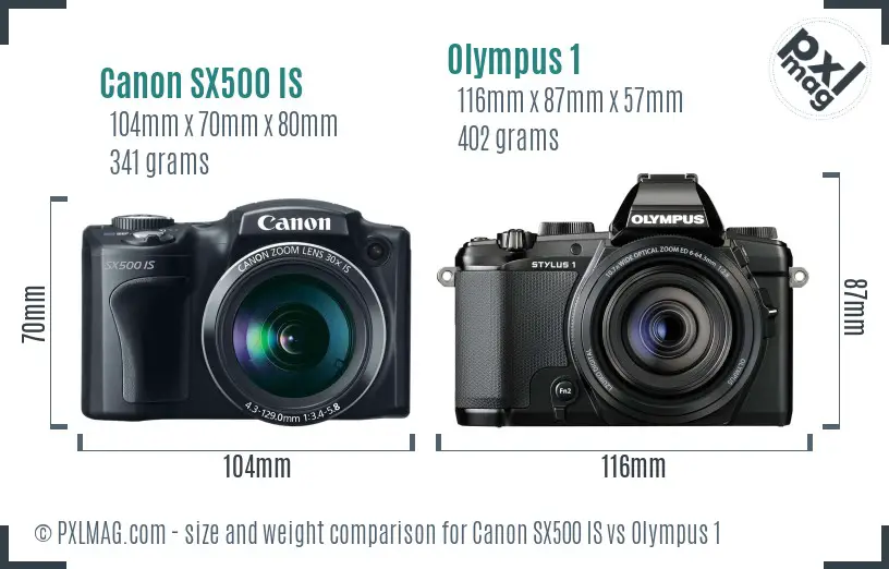 Canon SX500 IS vs Olympus 1 size comparison