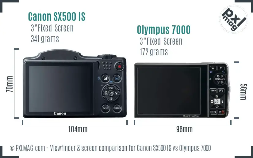 Canon SX500 IS vs Olympus 7000 Screen and Viewfinder comparison