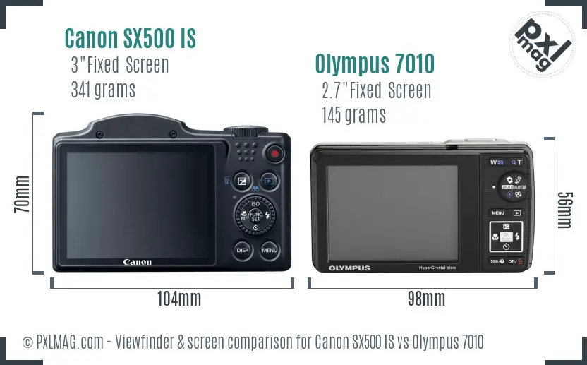 Canon SX500 IS vs Olympus 7010 Screen and Viewfinder comparison