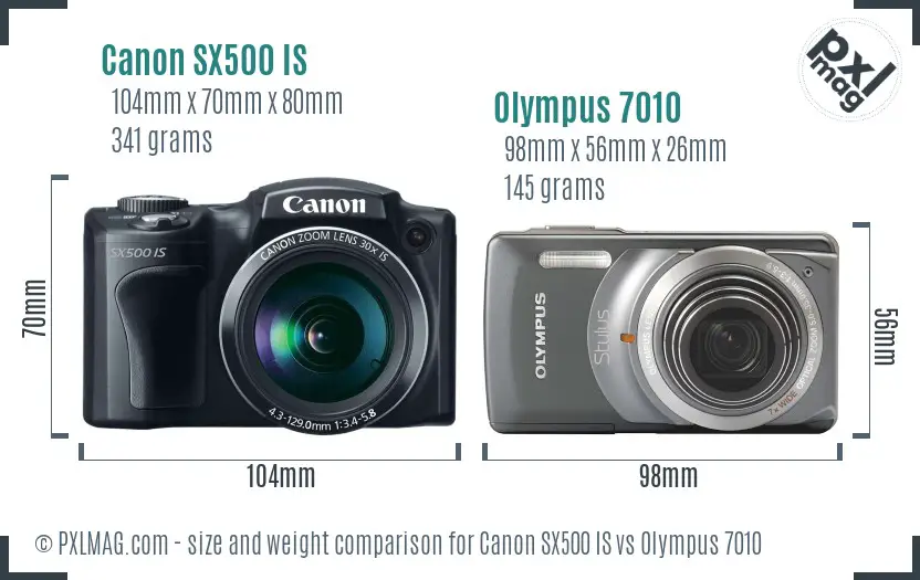 Canon SX500 IS vs Olympus 7010 size comparison