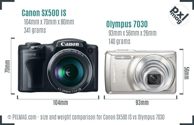Canon SX500 IS vs Olympus 7030 size comparison