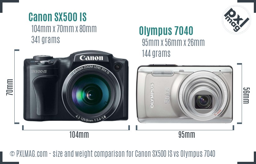 Canon SX500 IS vs Olympus 7040 size comparison