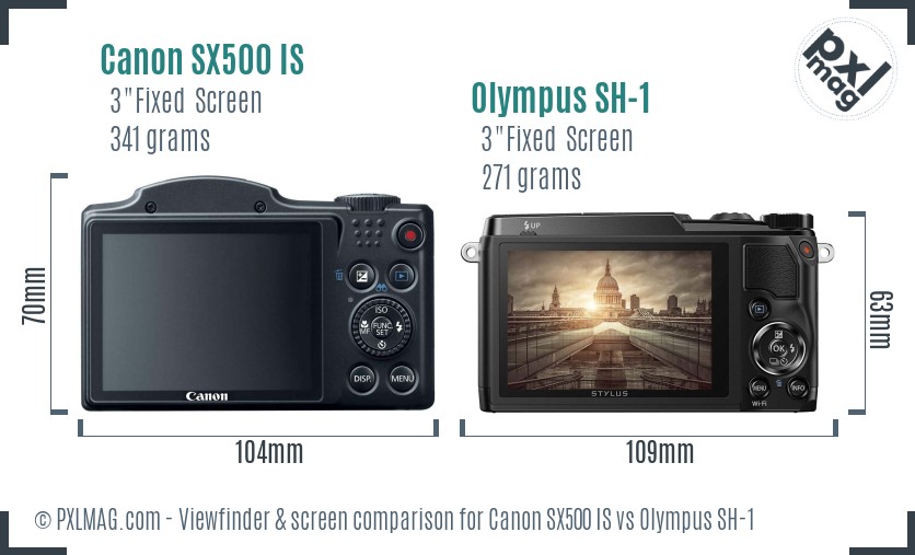 Canon SX500 IS vs Olympus SH-1 Screen and Viewfinder comparison