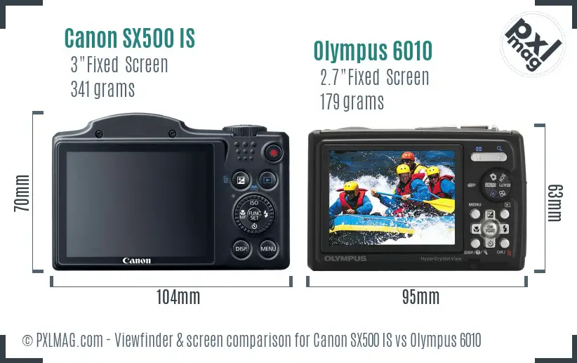 Canon SX500 IS vs Olympus 6010 Screen and Viewfinder comparison