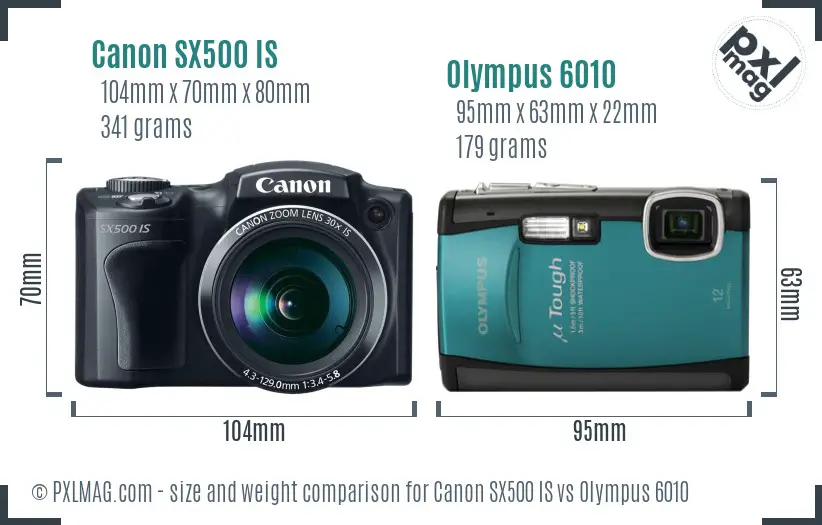 Canon SX500 IS vs Olympus 6010 size comparison