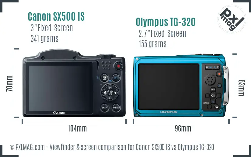 Canon SX500 IS vs Olympus TG-320 Screen and Viewfinder comparison