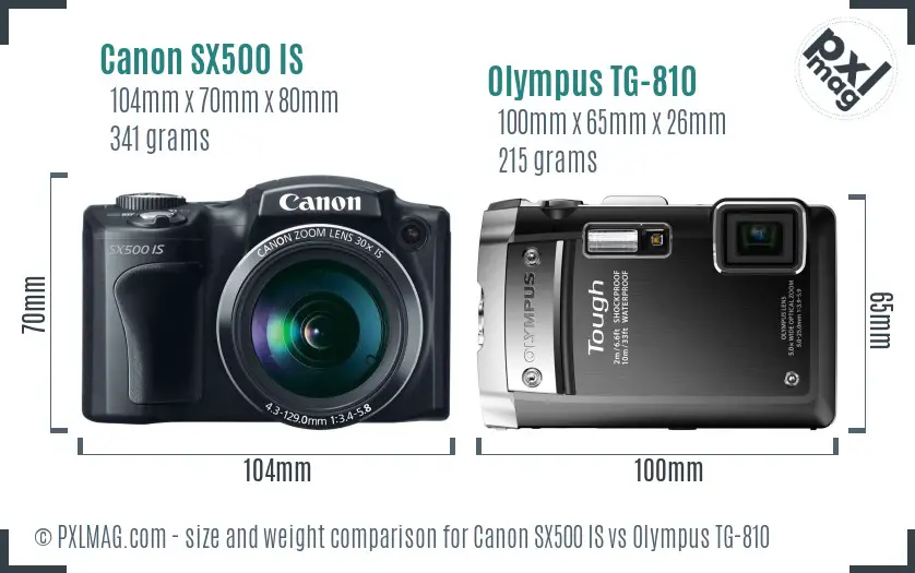Canon SX500 IS vs Olympus TG-810 size comparison Canon SX500 IS vs Olympus TG-810 size comparison
