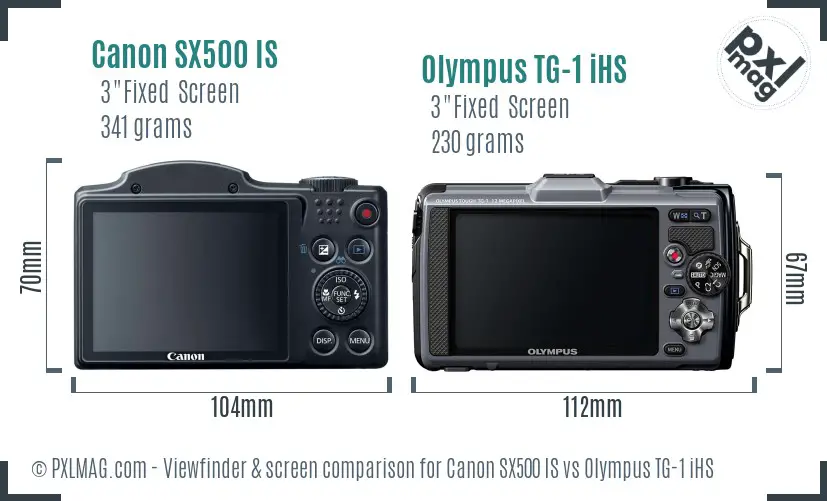 Canon SX500 IS vs Olympus TG-1 iHS Screen and Viewfinder comparison