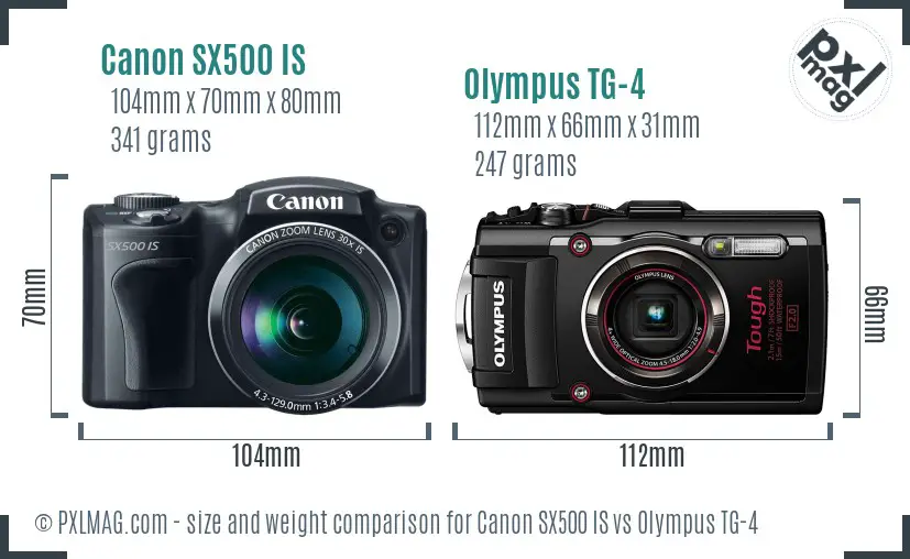 Canon SX500 IS vs Olympus TG-4 size comparison Canon SX500 IS vs Olympus TG-4 size comparison