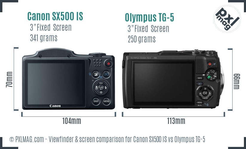 Canon SX500 IS vs Olympus TG-5 Screen and Viewfinder comparison