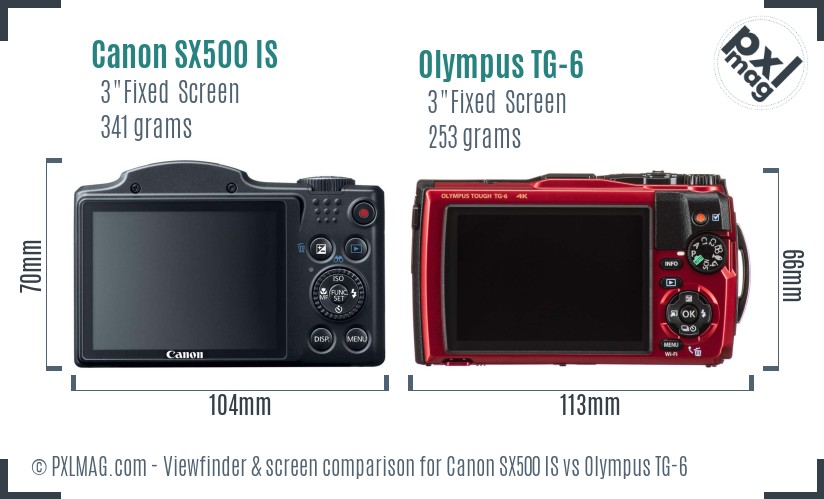 Canon SX500 IS vs Olympus TG-6 Screen and Viewfinder comparison