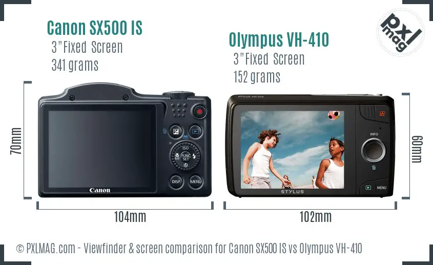 Canon SX500 IS vs Olympus VH-410 Screen and Viewfinder comparison Canon SX500 IS vs Olympus VH-410 Screen and Viewfinder comparison