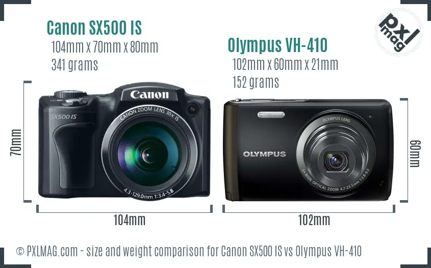 Canon SX500 IS vs Olympus VH-410 size comparison Canon SX500 IS vs Olympus VH-410 size comparison