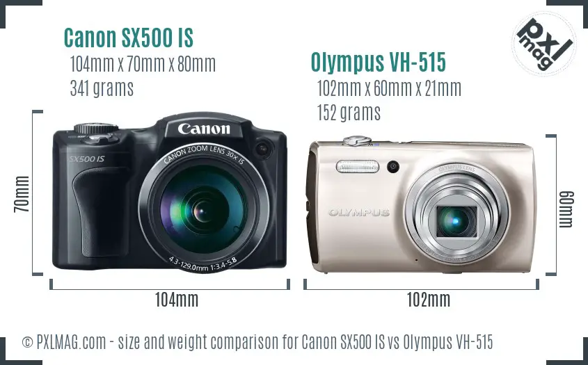 Canon SX500 IS vs Olympus VH-515 size comparison Canon SX500 IS vs Olympus VH-515 size comparison