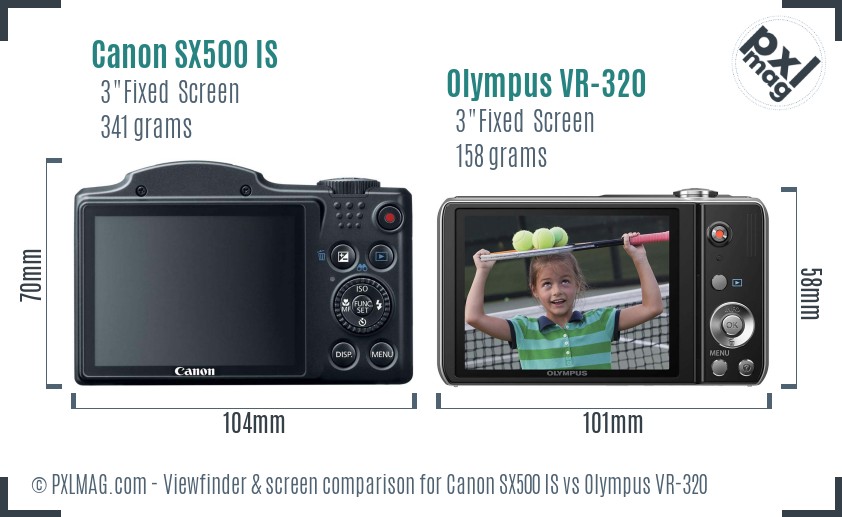 Canon SX500 IS vs Olympus VR-320 Screen and Viewfinder comparison
