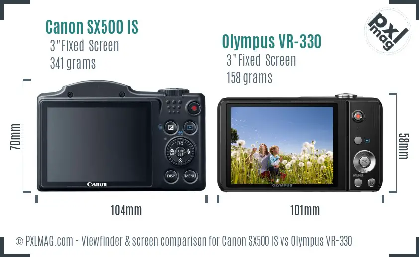 Canon SX500 IS vs Olympus VR-330 Screen and Viewfinder comparison Canon SX500 IS vs Olympus VR-330 Screen and Viewfinder comparison