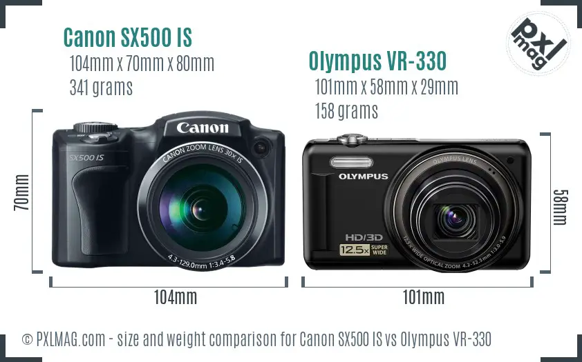 Canon SX500 IS vs Olympus VR-330 size comparison Canon SX500 IS vs Olympus VR-330 size comparison