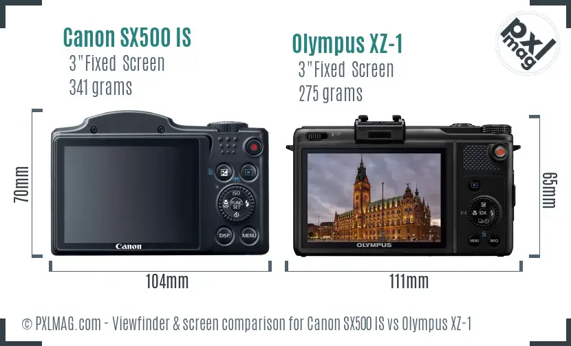 Canon SX500 IS vs Olympus XZ-1 Screen and Viewfinder comparison