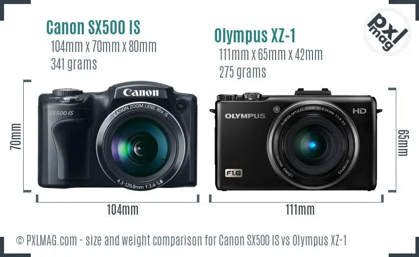 Canon SX500 IS vs Olympus XZ-1 size comparison