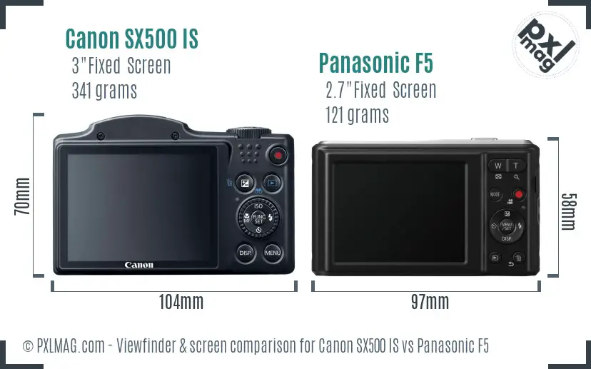Canon SX500 IS vs Panasonic F5 Screen and Viewfinder comparison