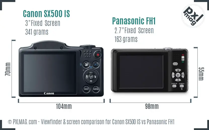 Canon SX500 IS vs Panasonic FH1 Screen and Viewfinder comparison Canon SX500 IS vs Panasonic FH1 Screen and Viewfinder comparison