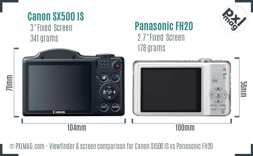 Canon SX500 IS vs Panasonic FH20 Screen and Viewfinder comparison