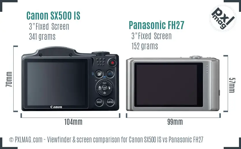 Canon SX500 IS vs Panasonic FH27 Screen and Viewfinder comparison