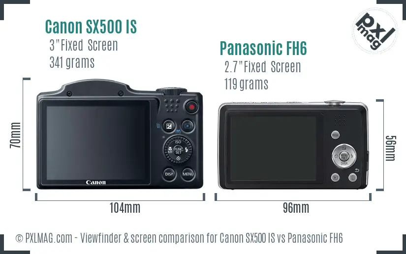 Canon SX500 IS vs Panasonic FH6 Screen and Viewfinder comparison