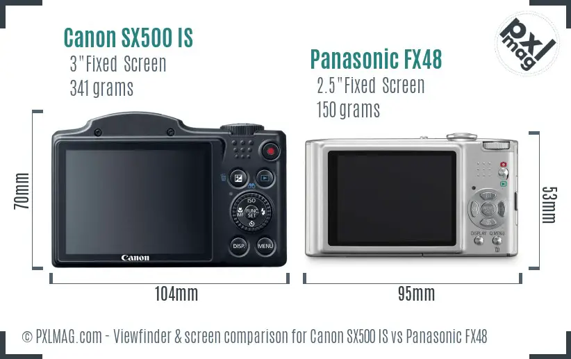 Canon SX500 IS vs Panasonic FX48 Screen and Viewfinder comparison Canon SX500 IS vs Panasonic FX48 Screen and Viewfinder comparison