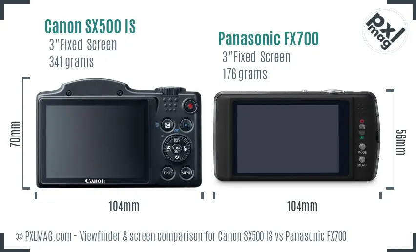 Canon SX500 IS vs Panasonic FX700 Screen and Viewfinder comparison Canon SX500 IS vs Panasonic FX700 Screen and Viewfinder comparison