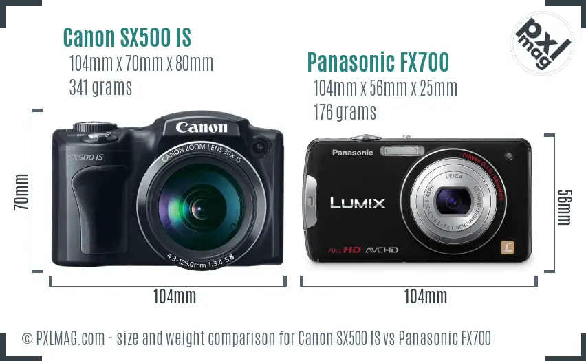 Canon SX500 IS vs Panasonic FX700 size comparison Canon SX500 IS vs Panasonic FX700 size comparison