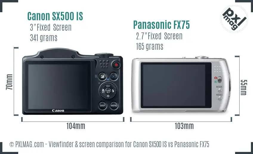 Canon SX500 IS vs Panasonic FX75 Screen and Viewfinder comparison Canon SX500 IS vs Panasonic FX75 Screen and Viewfinder comparison
