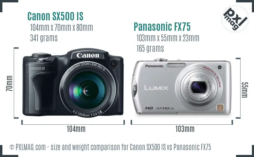 Canon SX500 IS vs Panasonic FX75 size comparison Canon SX500 IS vs Panasonic FX75 size comparison