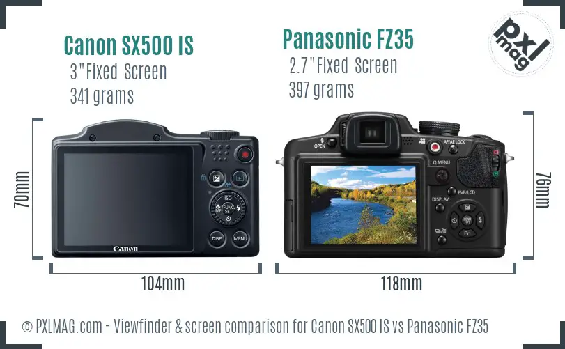 Canon SX500 IS vs Panasonic FZ35 Screen and Viewfinder comparison