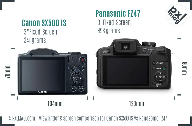 Canon SX500 IS vs Panasonic FZ47 Screen and Viewfinder comparison Canon SX500 IS vs Panasonic FZ47 Screen and Viewfinder comparison