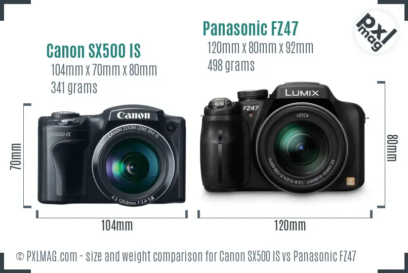 Canon SX500 IS vs Panasonic FZ47 size comparison Canon SX500 IS vs Panasonic FZ47 size comparison