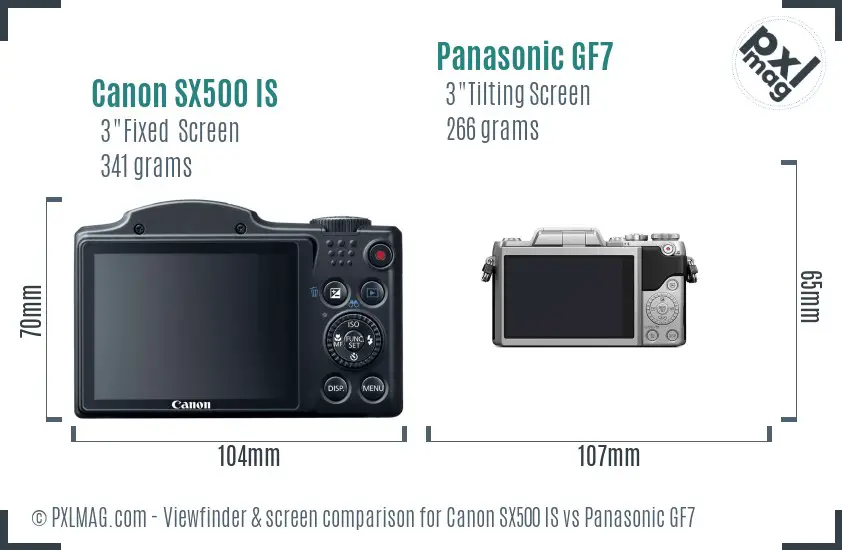 Canon SX500 IS vs Panasonic GF7 Screen and Viewfinder comparison