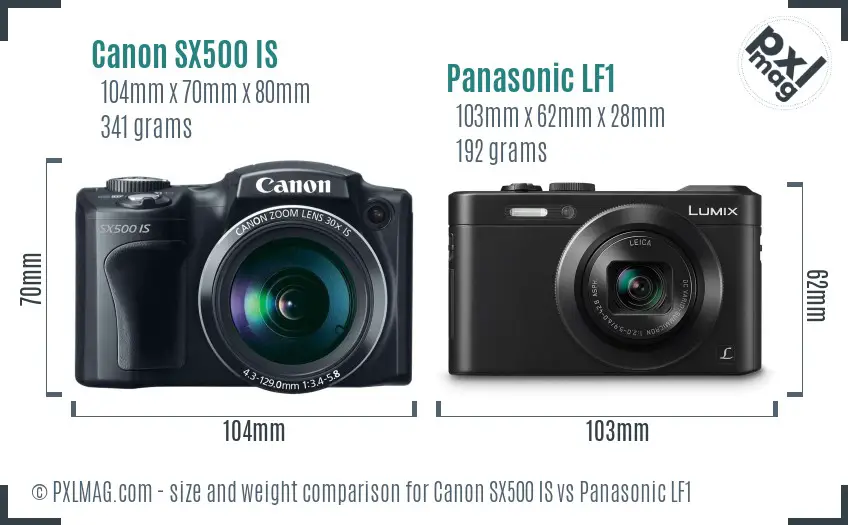 Canon SX500 IS vs Panasonic LF1 size comparison