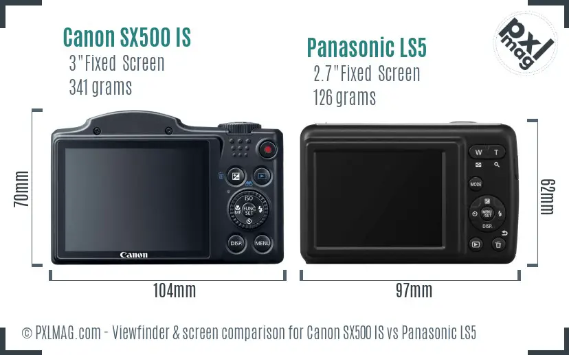 Canon SX500 IS vs Panasonic LS5 Screen and Viewfinder comparison