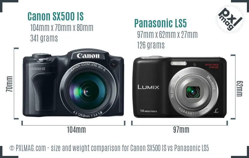 Canon SX500 IS vs Panasonic LS5 size comparison