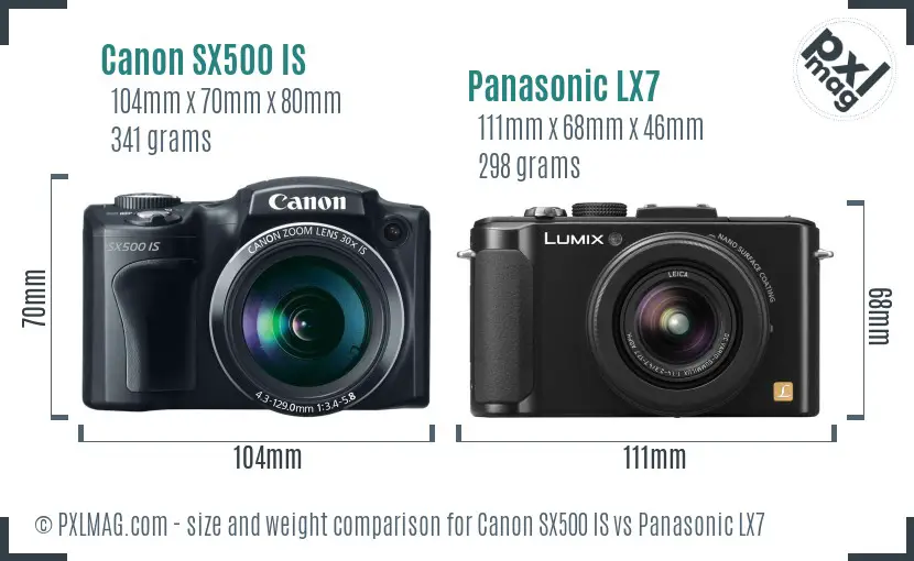 Canon SX500 IS vs Panasonic LX7 size comparison Canon SX500 IS vs Panasonic LX7 size comparison